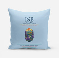 Thumbnail for Islamabad International Airport (ISB) design on light blue pillow