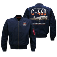 Thumbnail for C-46D Commando design on blue bomber jacket, double-side print