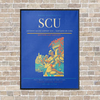 Thumbnail for Antonio Maceo Airport SCU — Santiago de Cuba vertical canvas print - framed - blue background