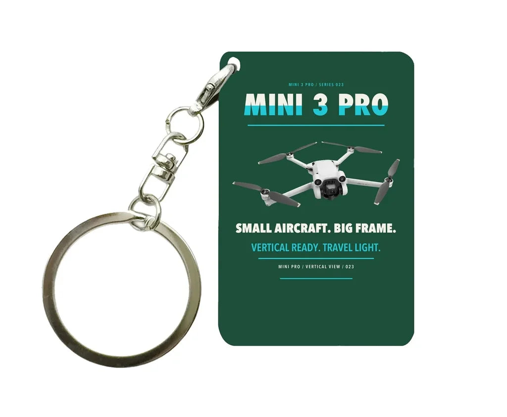 DJI Mini 3 Pro Key Chain design on dark green key chain
