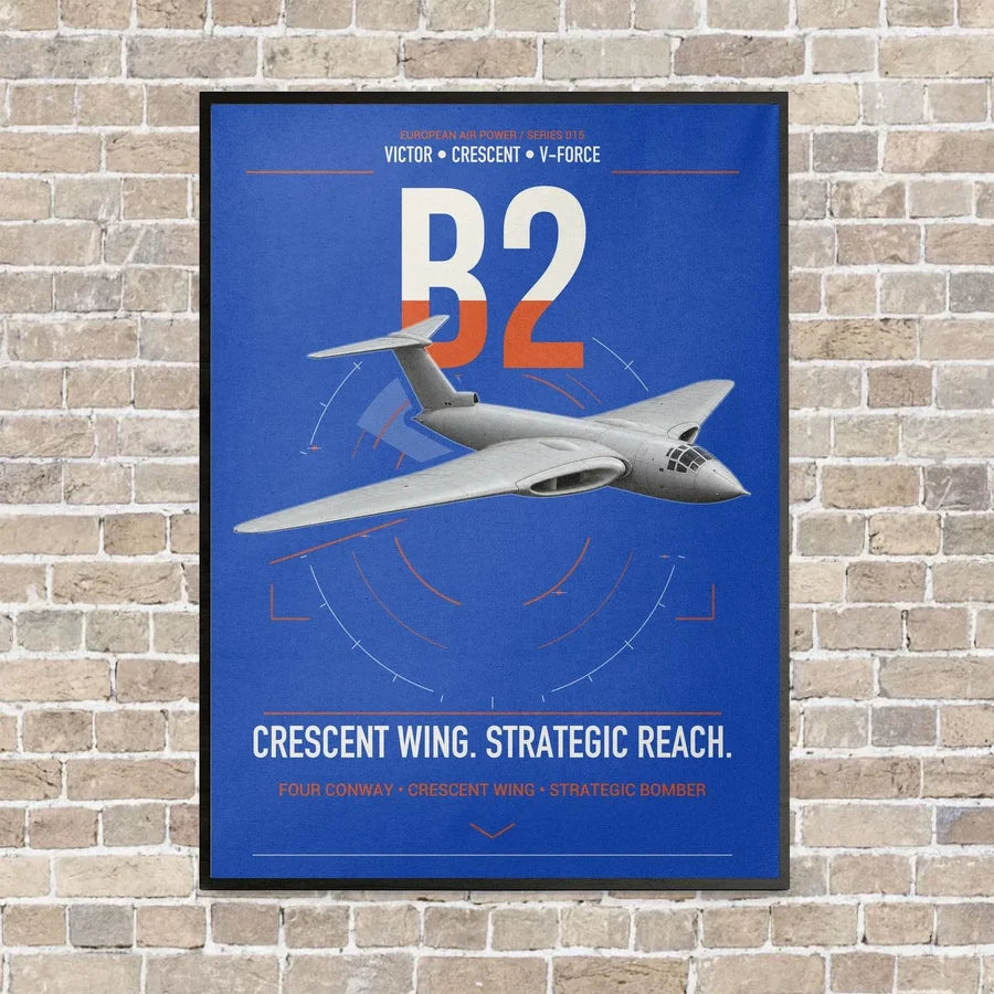 Handley Page Victor B2 vertical canvas print - framed - blue background