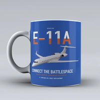 Thumbnail for E-11A BACN design on blue ceramic mug, double-side print