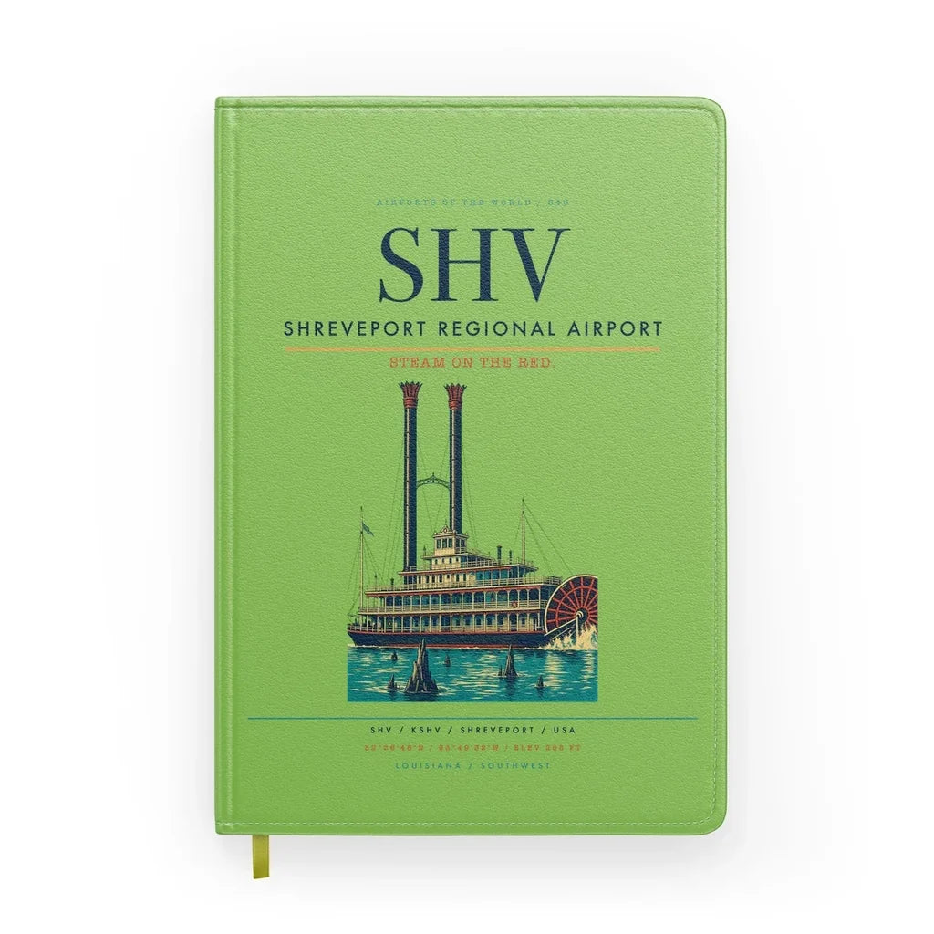 Shreveport Regional Airport (SHV) design on light green notebook