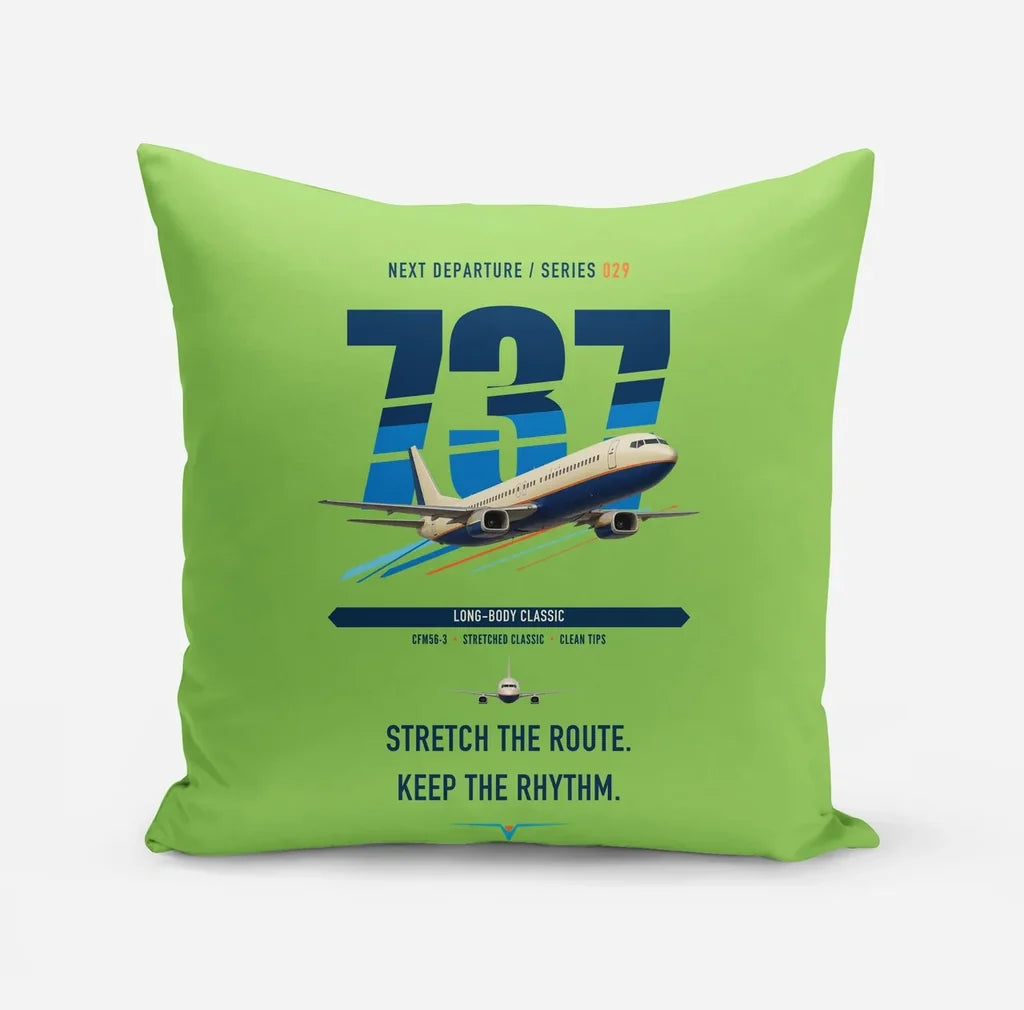 Boeing 737-400 Classic design on light green pillow