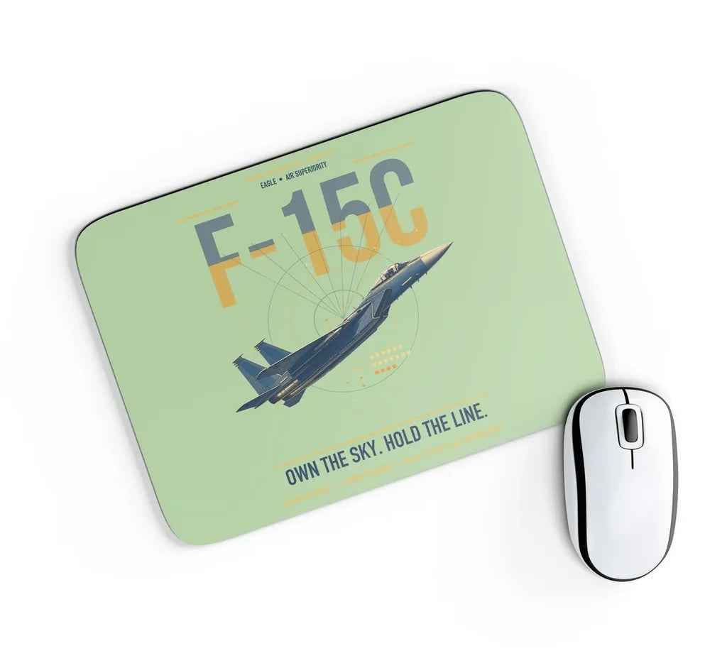 F-15C Eagle design on light green rectangle mouse pad