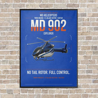 Thumbnail for MD Helicopters MD 902 Explorer vertical canvas print - framed - blue background