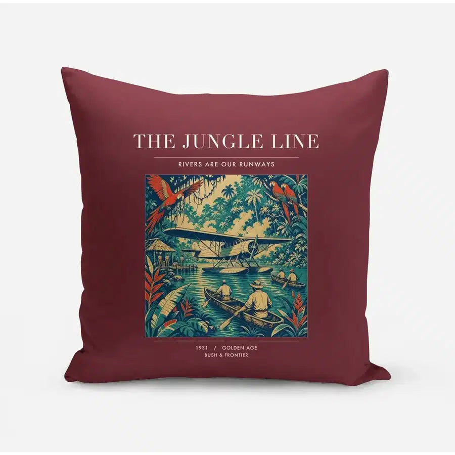VINTAGE G4023 - The Jungle Line - Designed Pillows design on darkred