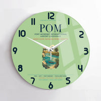 Thumbnail for Port Moresby International Airport (POM) design on light green no frame wall clock