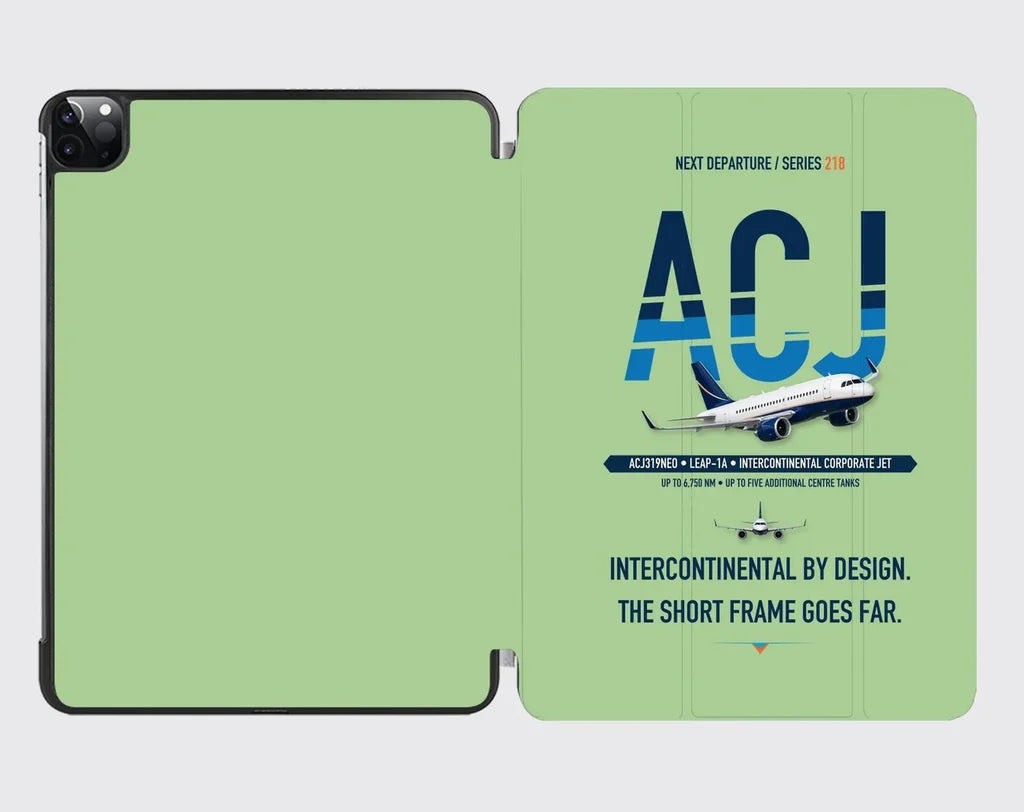 Airbus ACJ319neo design on light green ipad tablet case