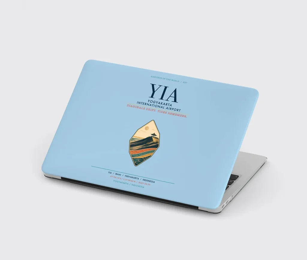 Yogyakarta International Airport (YIA) design on light blue MacBook case