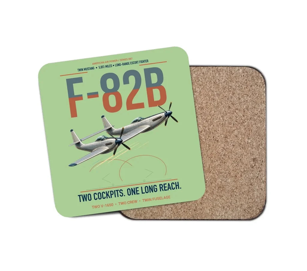 F-82B Twin Mustang design on light green 1 piece coaster