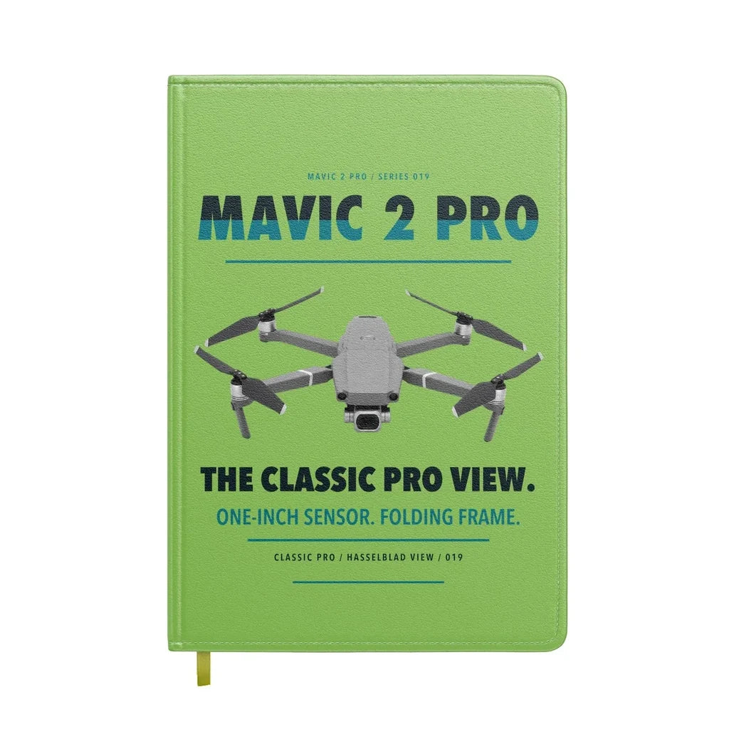 DJI Mavic 2 Pro design on light green notebook