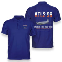 Thumbnail for Atlantique 2 Standard 6 design on blue double-side polo t-shirt, double-side print