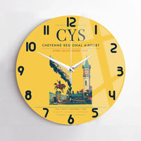 Thumbnail for Cheyenne Regional Airport (CYS) design on yellow no frame wall clock