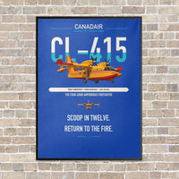 Thumbnail for Canadair CL-415 vertical canvas print - framed - blue background