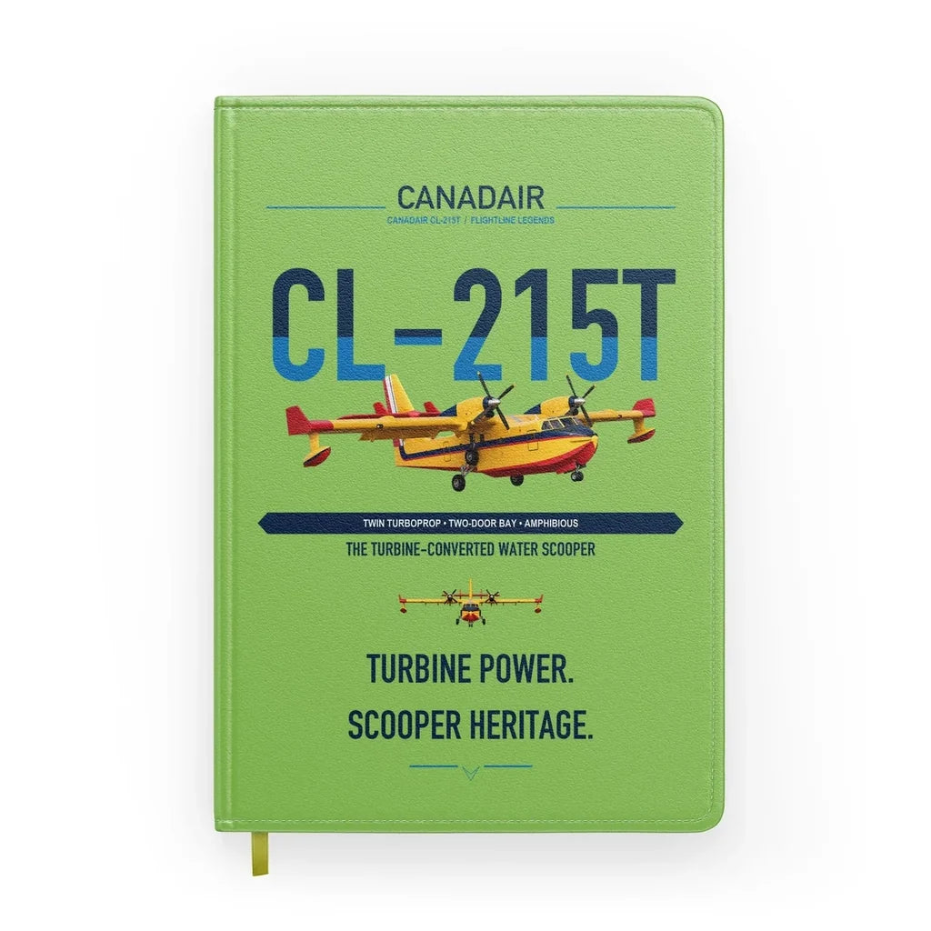 Canadair CL-215T design on light green notebook