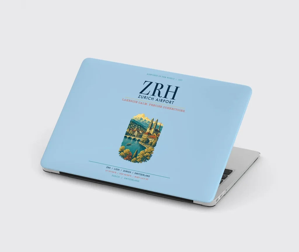 Zurich Airport (ZRH) design on light blue MacBook case