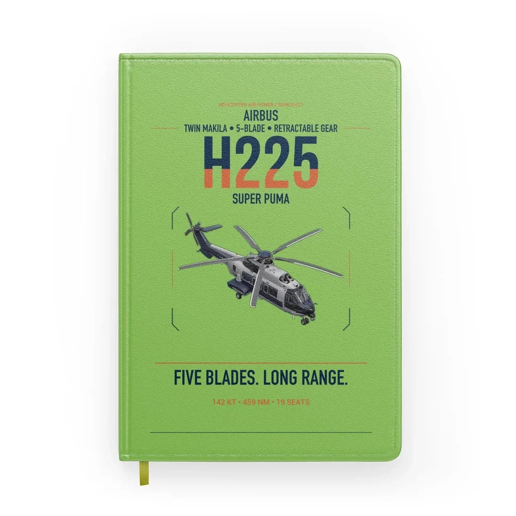 Airbus H225 design on light green notebook