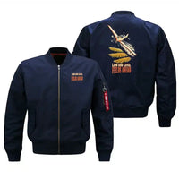 Thumbnail for SIGNAL 587 - Low And Level Fields Ahead - Bomber Jacket design on blue bomber jacket