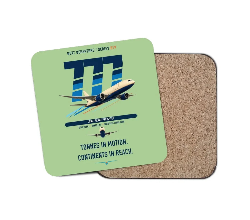 Boeing 777F design on light green 1 piece coaster
