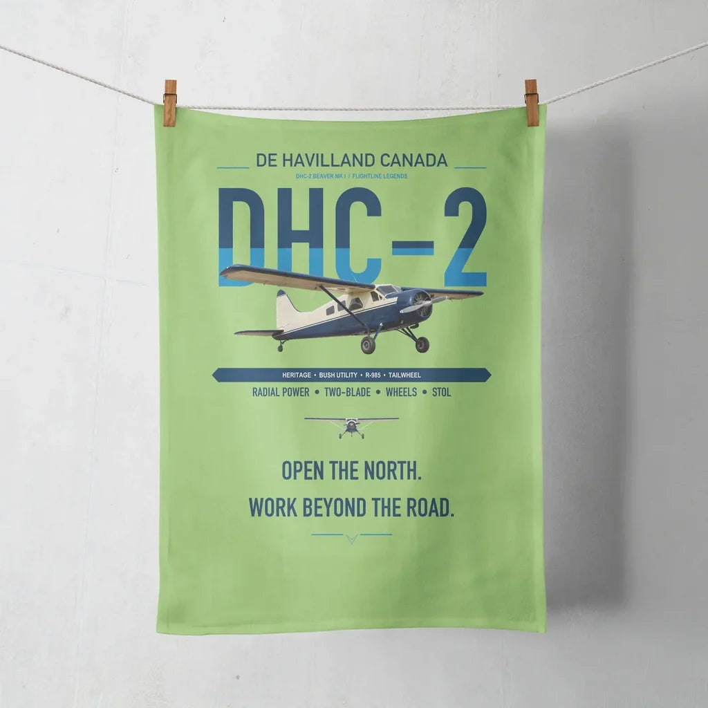 DHC-2 Beaver Mk I design on light green towel