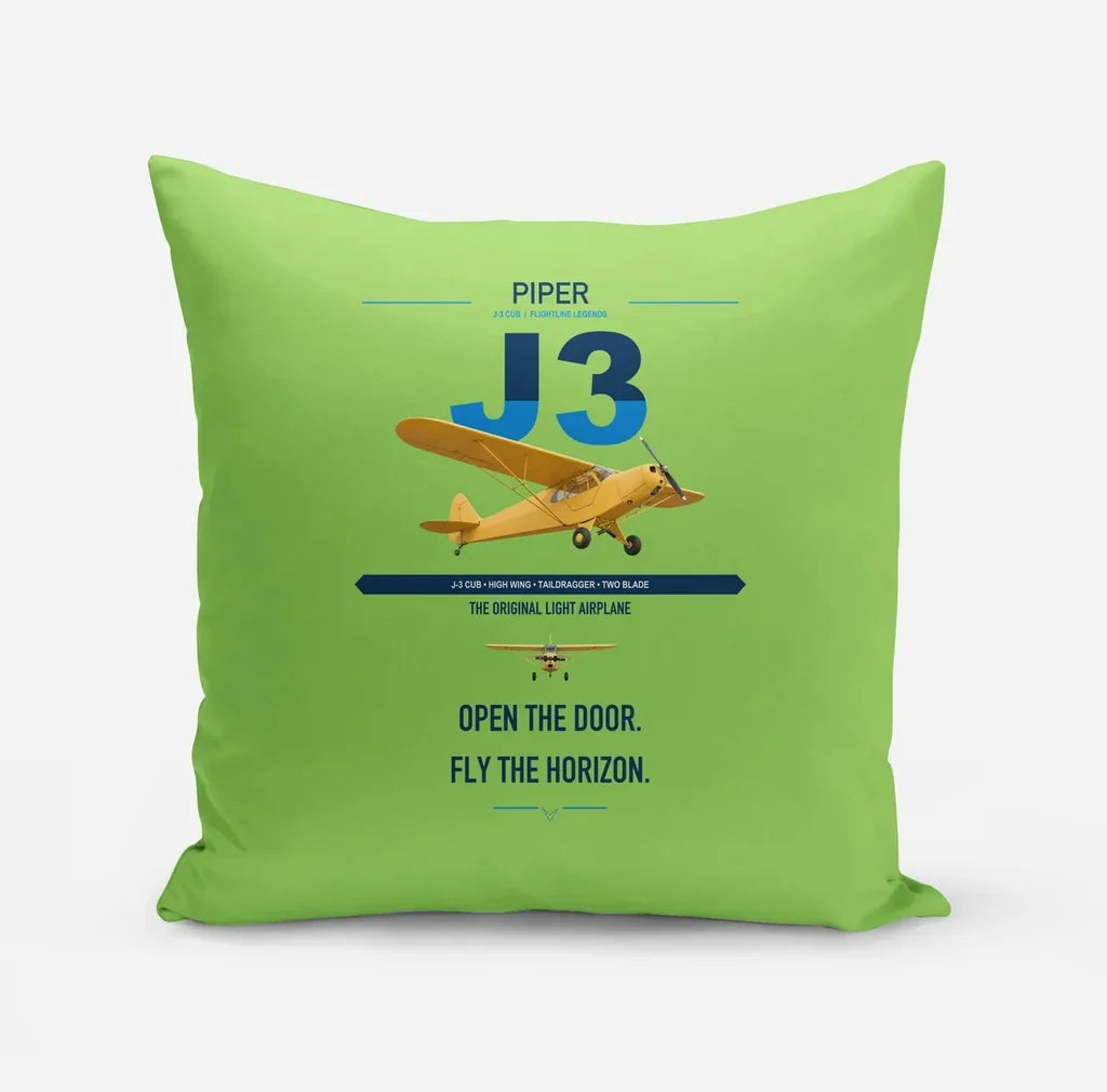 Piper J-3 Cub design on light green pillow