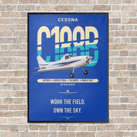 Thumbnail for Cessna A188B AgTruck vertical canvas print - framed - blue background