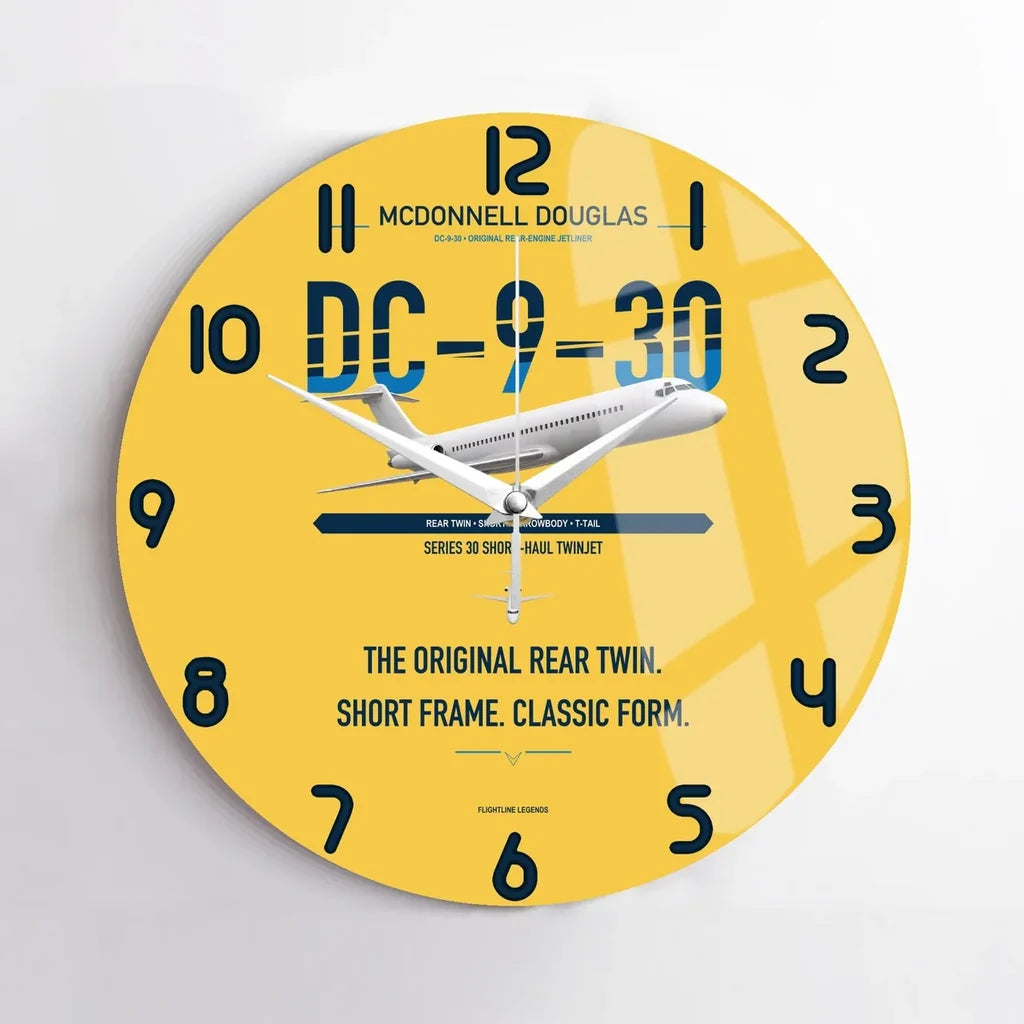 McDonnell Douglas DC-9-30 design on yellow no frame wall clock