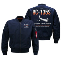 Thumbnail for RC-135S Cobra Ball design on blue bomber jacket, double-side print