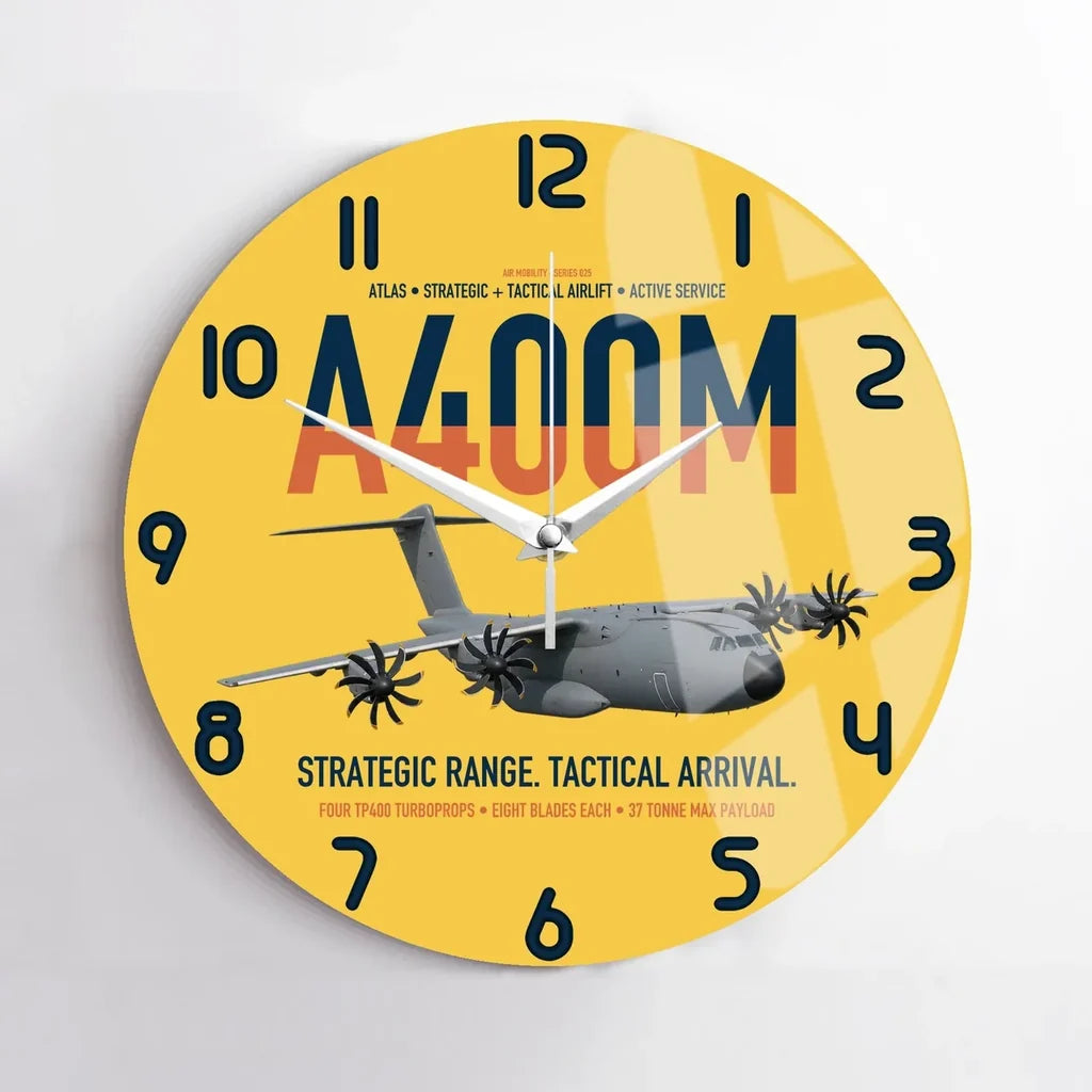 Airbus A400M Atlas design on yellow no frame wall clock