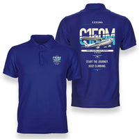 Thumbnail for Cessna 150M design on blue double-side polo t-shirt, double-side print