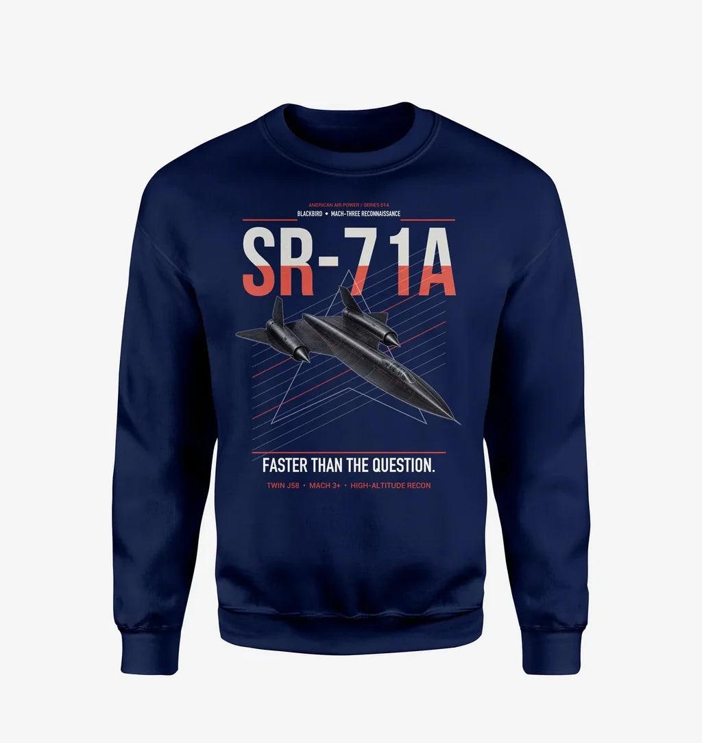 SR-71A Blackbird design on navy blue sweatshirt