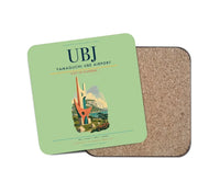 Thumbnail for Yamaguchi Ube Airport (UBJ) design on light green 1 piece coaster