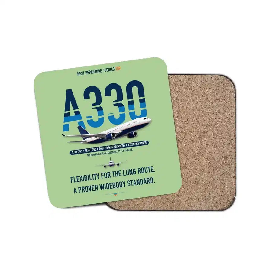 Airbus A330-200 design on light green 1 piece coaster