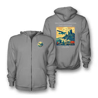 Thumbnail for VINTAGE G4447 - The Clifftop Castle Pass - Premium Zipped Hoodie design on gray