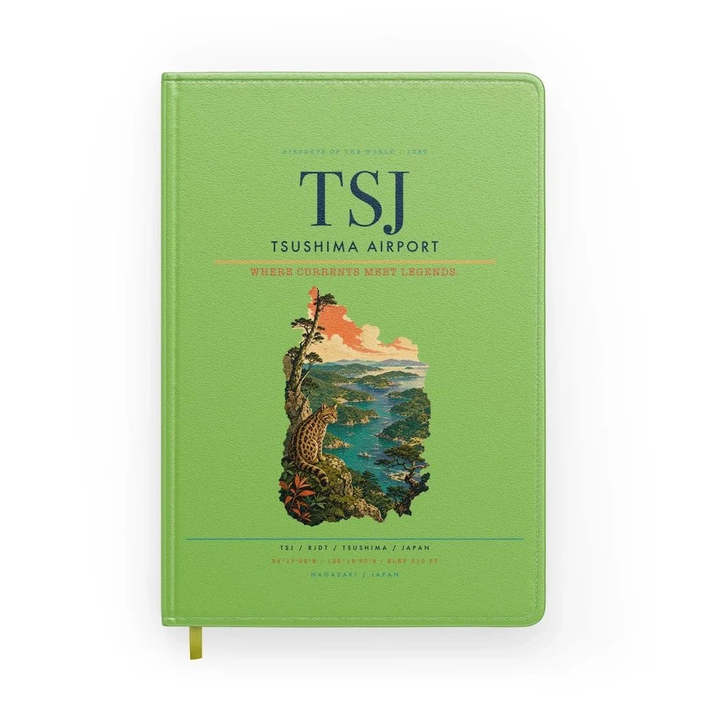 Tsushima Airport (TSJ) design on light green notebook