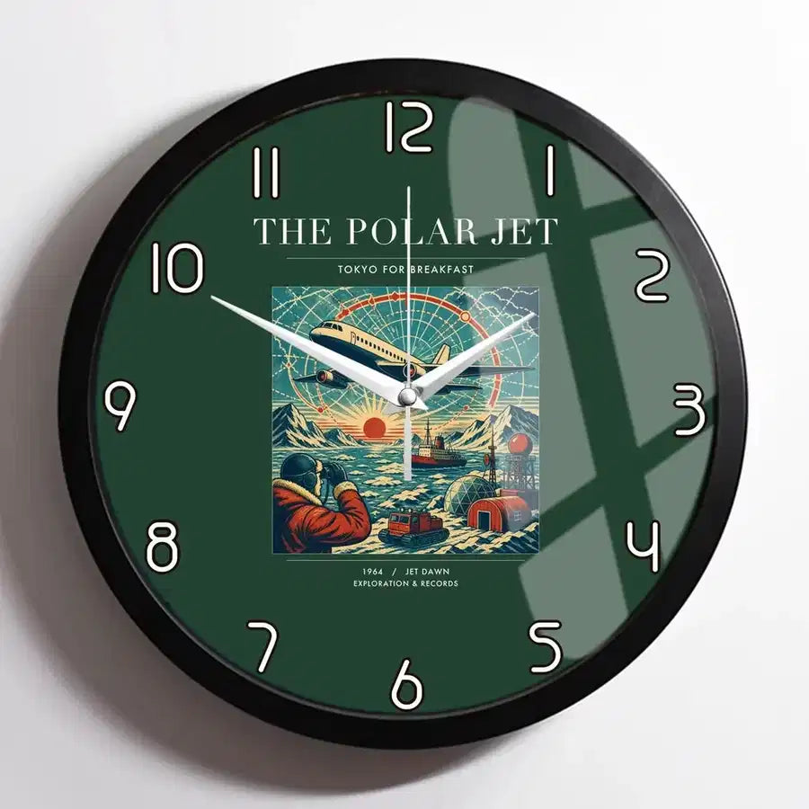 VINTAGE G4119 - The Polar Jet - Designed Wall Clocks design on darkgreen framed