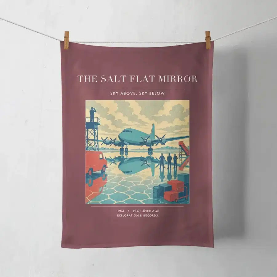 VINTAGE G4333 - The Salt Flat Mirror - Designed Towels design on darkred