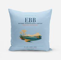 Thumbnail for Entebbe International Airport (EBB) design on light blue pillow