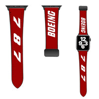 Thumbnail for Boeing 787 Flat Text leather apple watch band - red