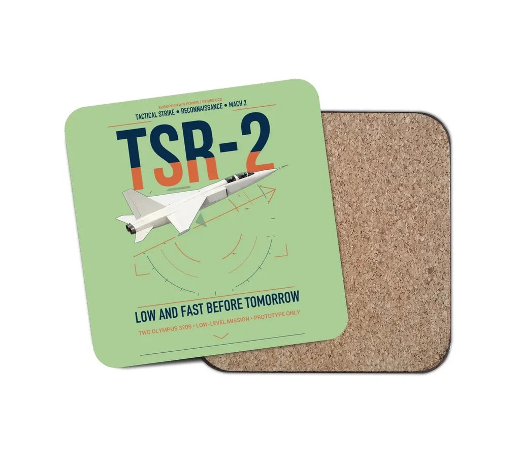 BAC TSR-2 design on light green 1 piece coaster