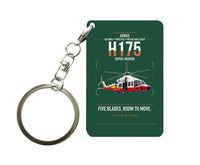 Thumbnail for Airbus H175 design on dark green designed key chain, double-side print