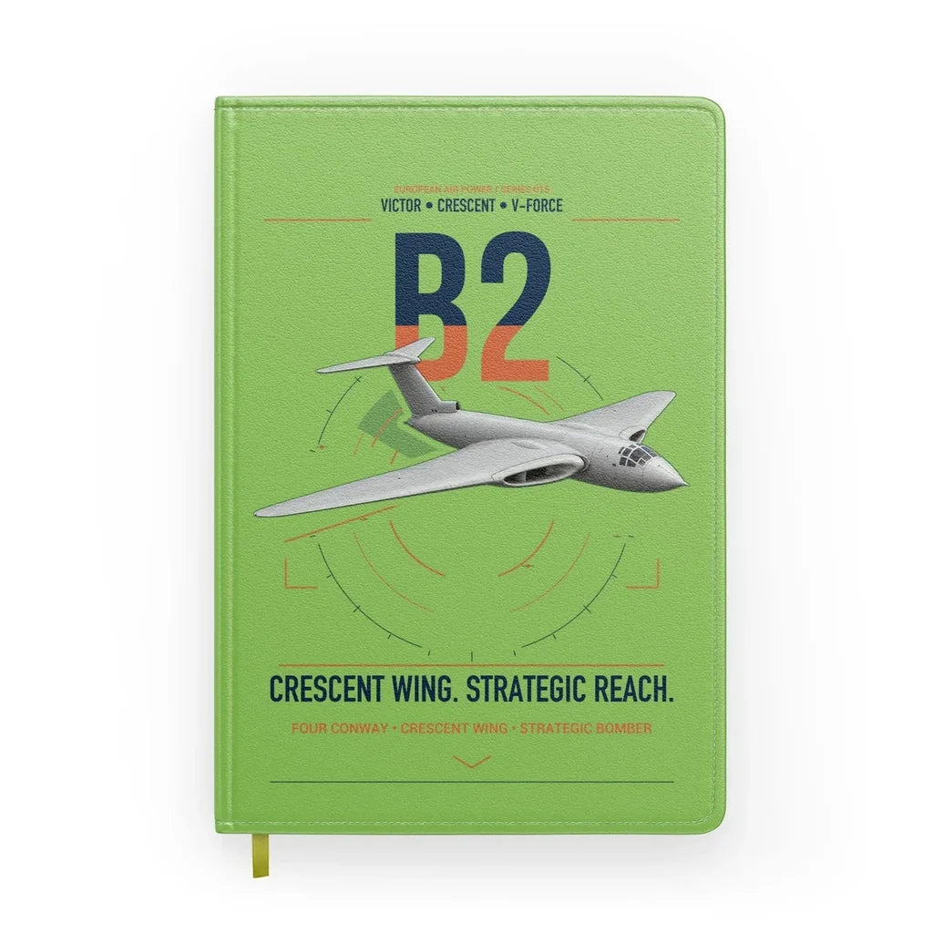 Handley Page Victor B2 design on light green notebook
