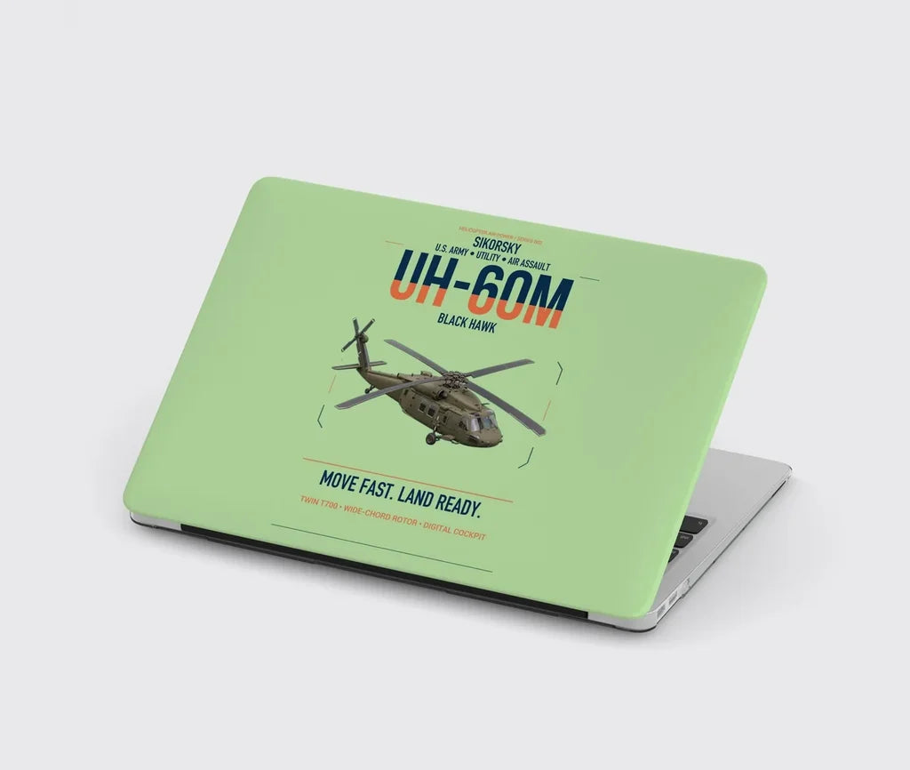 Sikorsky UH-60M Black Hawk design on light green MacBook case