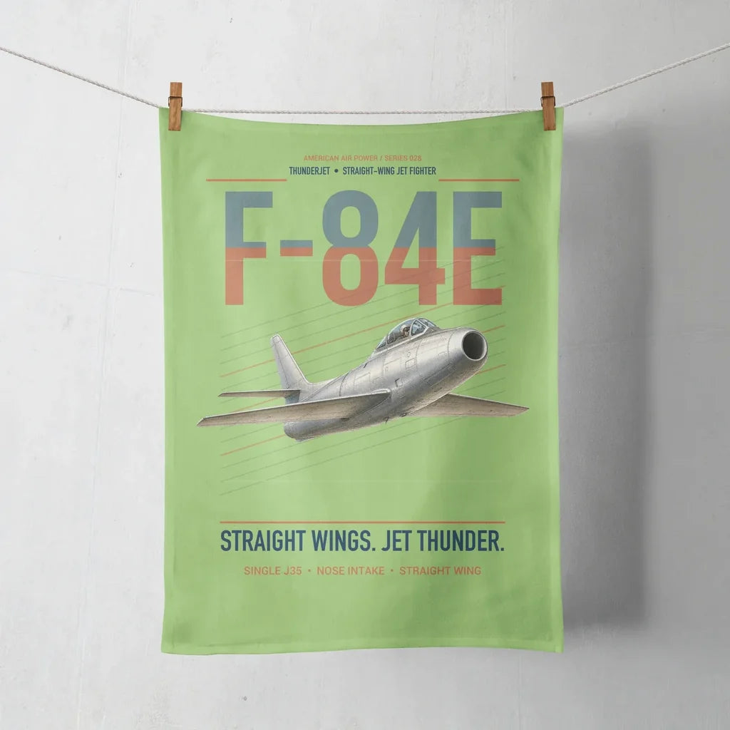 F-84E Thunderjet design on light green towel
