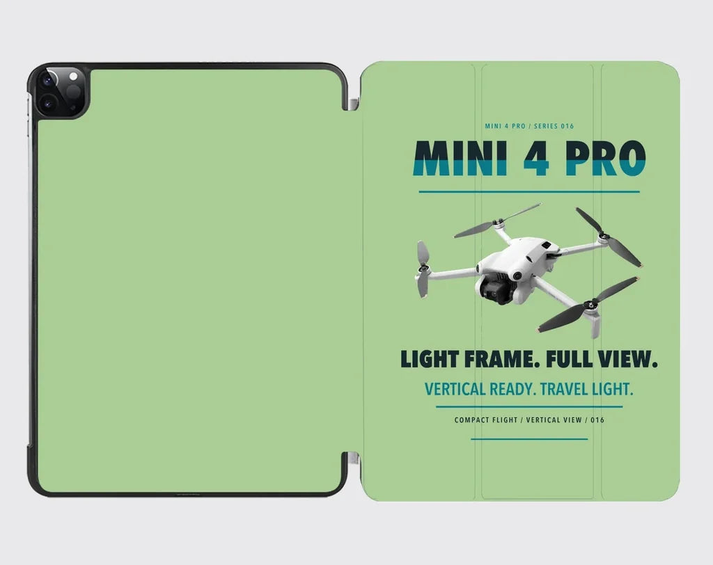 DJI Mini 4 Pro design on light green ipad tablet case