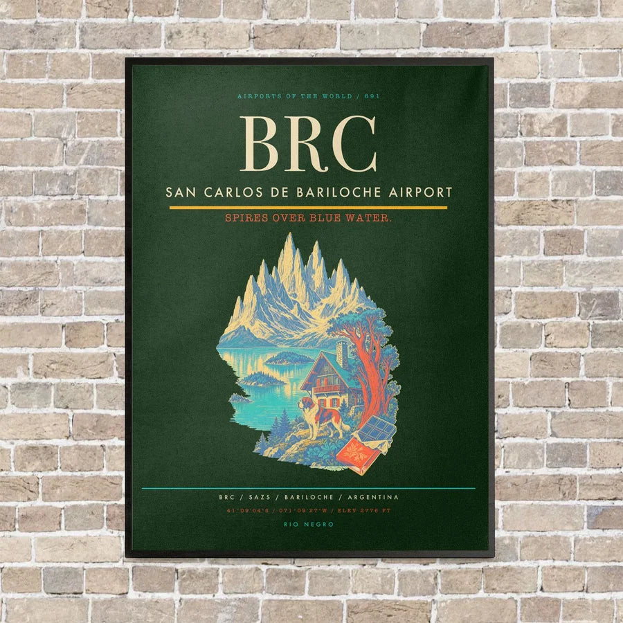San Carlos de Bariloche Airport BRC - Canvas Framed - Dark Green