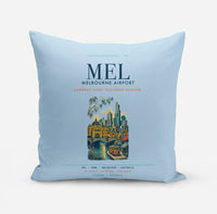 Thumbnail for Melbourne Airport (MEL) design on light blue pillow