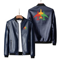 Thumbnail for Colourful 3 Airplanes Leather Jacket - view 4