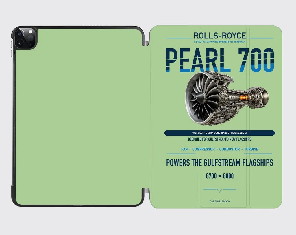 PEARL 700 design on light green ipad tablet case
